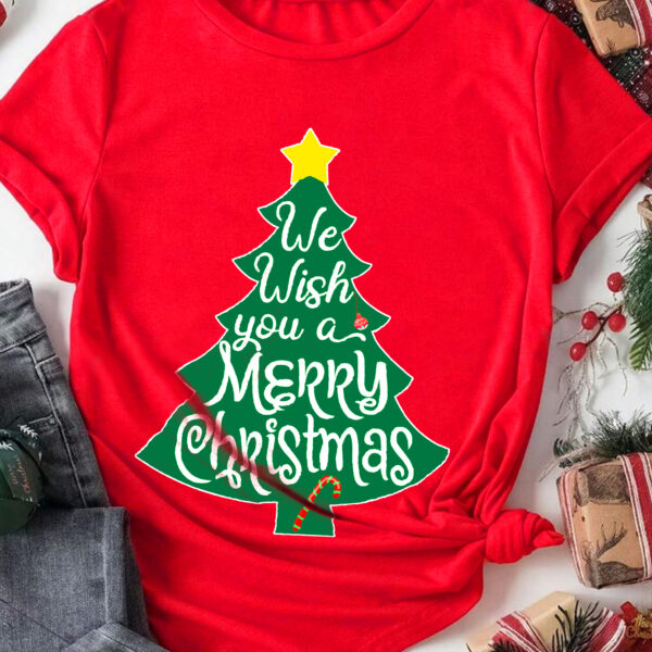 Festive "We Wish You a Merry Christmas" Holiday Tee