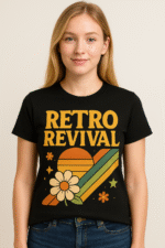 Women's "Retro Revival" Floral Sunset T-Shirt - 100% Cotton