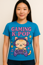 Gaming K-Pop Cat Graphic T-Shirt - 100% Cotton - Image 4
