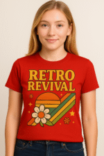 Women's "Retro Revival" Floral Sunset T-Shirt - 100% Cotton - Image 3