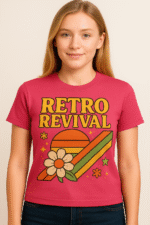 Women's "Retro Revival" Floral Sunset T-Shirt - 100% Cotton - Image 4