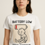 Battery Low Social Energy T-Shirt - 100% Cotton