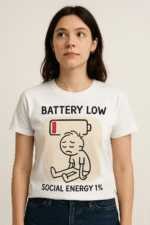 Battery Low Social Energy T-Shirt - 100% Cotton