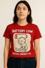 Battery Low Social Energy T-Shirt - 100% Cotton - Image 2