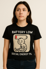 Battery Low Social Energy T-Shirt - 100% Cotton - Image 3
