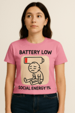 Battery Low Social Energy T-Shirt - 100% Cotton - Image 4