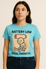 Battery Low Social Energy T-Shirt - 100% Cotton - Image 6