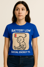 Battery Low Social Energy T-Shirt - 100% Cotton - Image 7