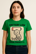 Battery Low Social Energy T-Shirt - 100% Cotton - Image 8