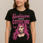 Barbiecore Meets Gothcore T-Shirt – Bold Graphic Tee for Women - 100% Cotton