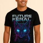 Future Feral Neon Cat T-Shirt - 100% Cotton