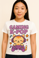 Gaming K-Pop Cat Graphic T-Shirt - 100% Cotton - Image 7