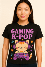 Gaming K-Pop Cat Graphic T-Shirt - 100% Cotton - Image 8