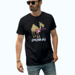 Dubai UAE Souvenir T-Shirt – Funny Camel with Guitar Graphic Tee, Unisex Fit, 100% Cotton