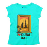I Love Dubai UAE T-Shirt – Women’s Souvenir Tee with Dubai Frame & Skyline Print 100% Cotton - Image 4