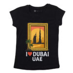 I Love Dubai UAE T-Shirt – Women’s Souvenir Tee with Dubai Frame & Skyline Print 100% Cotton - Image 2