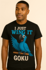 I Just Wing It Parrot T-Shirt - 100% Cotton - Image 7