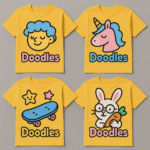 Doodles Kids T-Shirt Collection – Set of 4 - 100% Cotton - Image 3