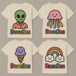 Doodles Kids T-Shirt Collection – Set of 4 - 100% Cotton