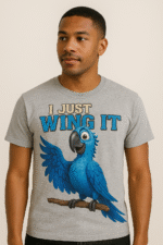 I Just Wing It Parrot T-Shirt - 100% Cotton - Image 6
