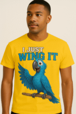 I Just Wing It Parrot T-Shirt - 100% Cotton - Image 2