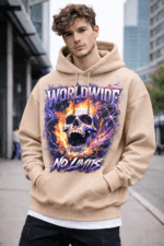 Worldwide No Limits Graphic Hoodie – Men’s Streetwear Hoodie with Skull Flame Print | Premium Cotton Fleece - Image 5