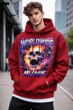Worldwide No Limits Graphic Hoodie – Men’s Streetwear Hoodie with Skull Flame Print | Premium Cotton Fleece - Image 6