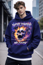 Worldwide No Limits Graphic Hoodie – Men’s Streetwear Hoodie with Skull Flame Print | Premium Cotton Fleece - Image 7