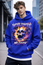 Worldwide No Limits Graphic Hoodie – Men’s Streetwear Hoodie with Skull Flame Print | Premium Cotton Fleece - Image 8