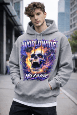 Worldwide No Limits Graphic Hoodie – Men’s Streetwear Hoodie with Skull Flame Print | Premium Cotton Fleece - Image 11