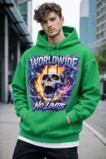 Worldwide No Limits Graphic Hoodie – Men’s Streetwear Hoodie with Skull Flame Print | Premium Cotton Fleece - Image 9